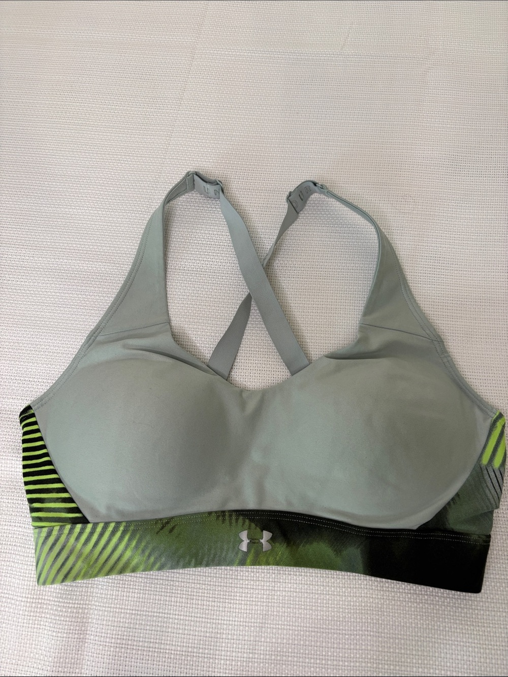 Under Armour Sage Green Sports Bra with Patterned Band
